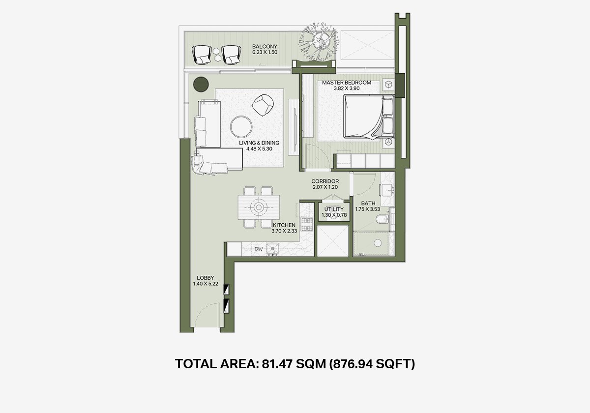 City Walk Central Park floor plan — 1 BR