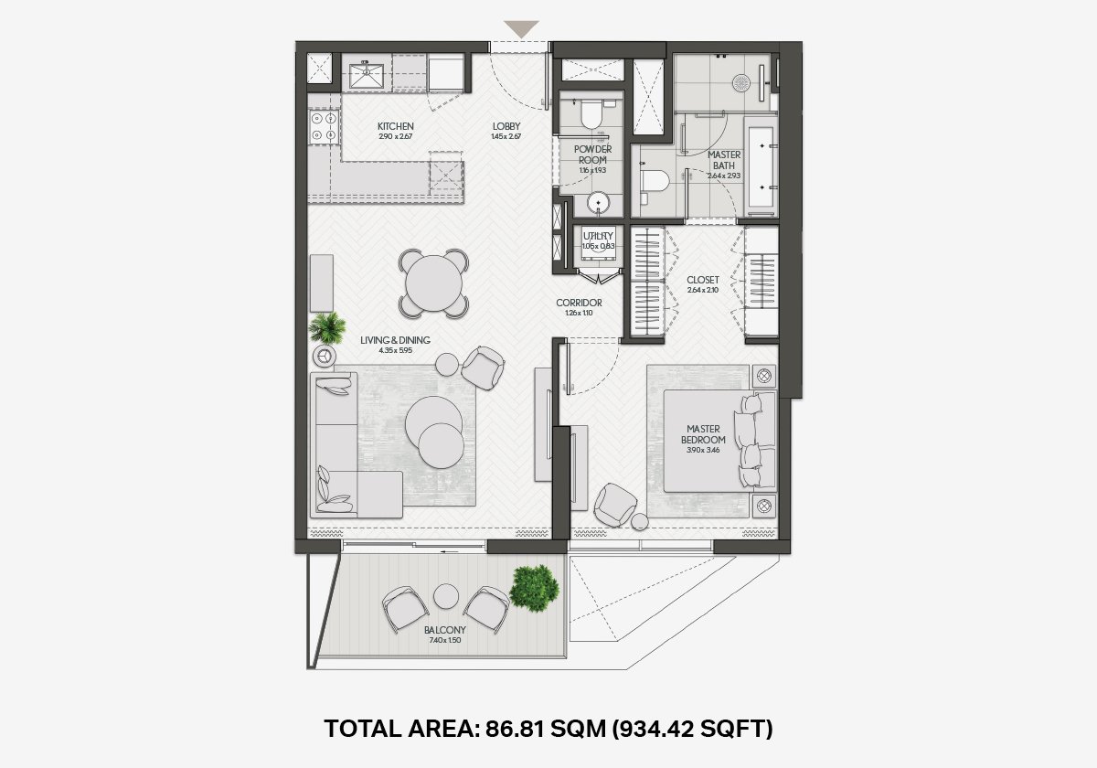 City Walk Northline floor plan — 1 BR